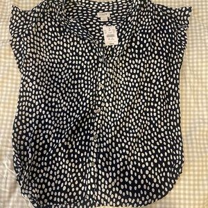 J. Crew Navy and White Patterned Blouse